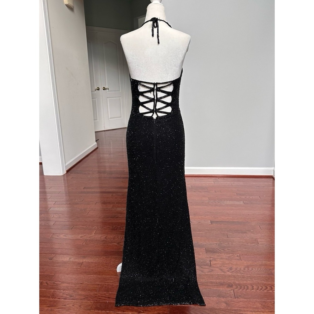 Vintage Cache Embellished Fully Beaded‎ Silk Gown Dress Sexy Feminine - Picture 2 of 12